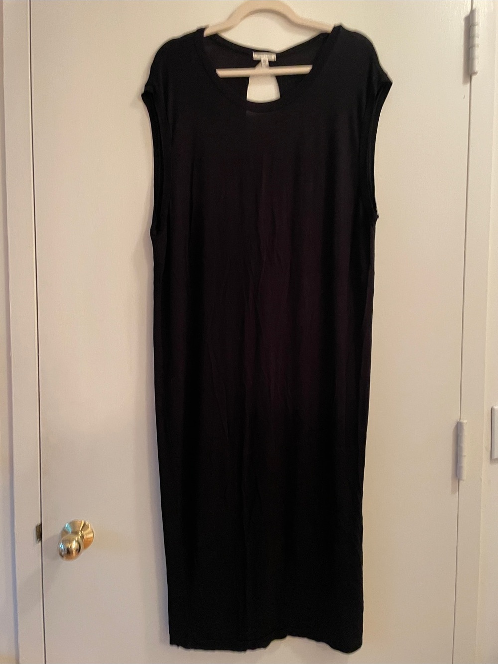 silence + noise Black Sleeveless Midi Dress with Deep Back Keyhole